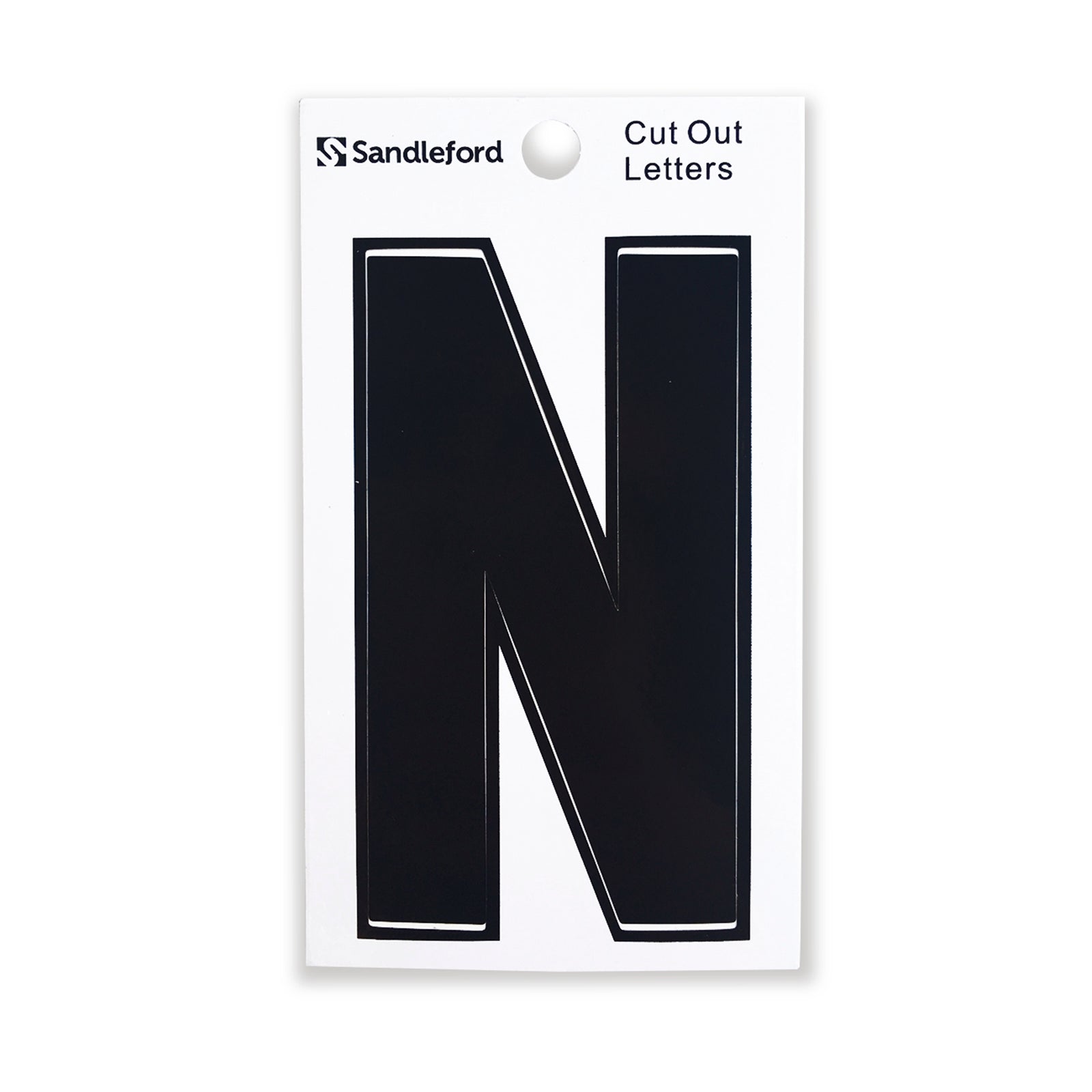 Sandleford 85mm Black Cut Out Self Adhesive House Letter N, Weather Resistant Polycarbonate