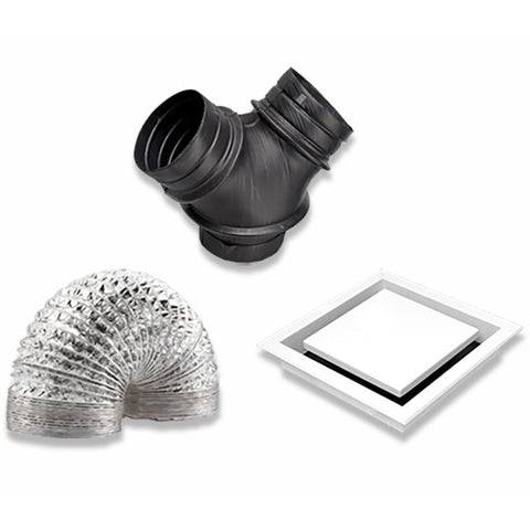 Schweigen Multi-Purpose Venting Kit for BRW650 Exhaust Fan - Y-Joint, 6m Ducting, Square Diffusers - DVK650