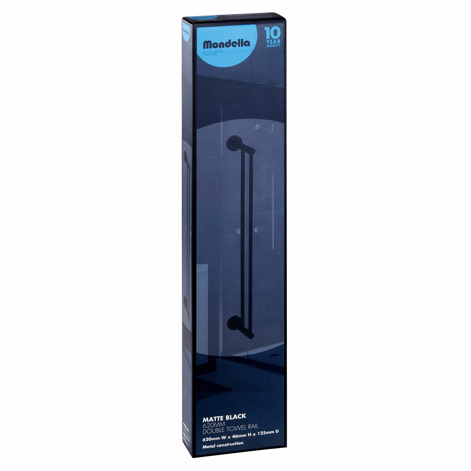 Mondella Resonance 620mm Matte Black Double Towel Rail