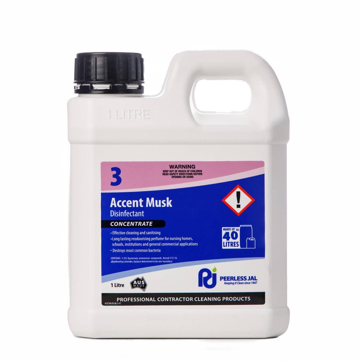 Peerless JAL Accent Musk Disinfectant Concentrate, Antibacterial, 1L