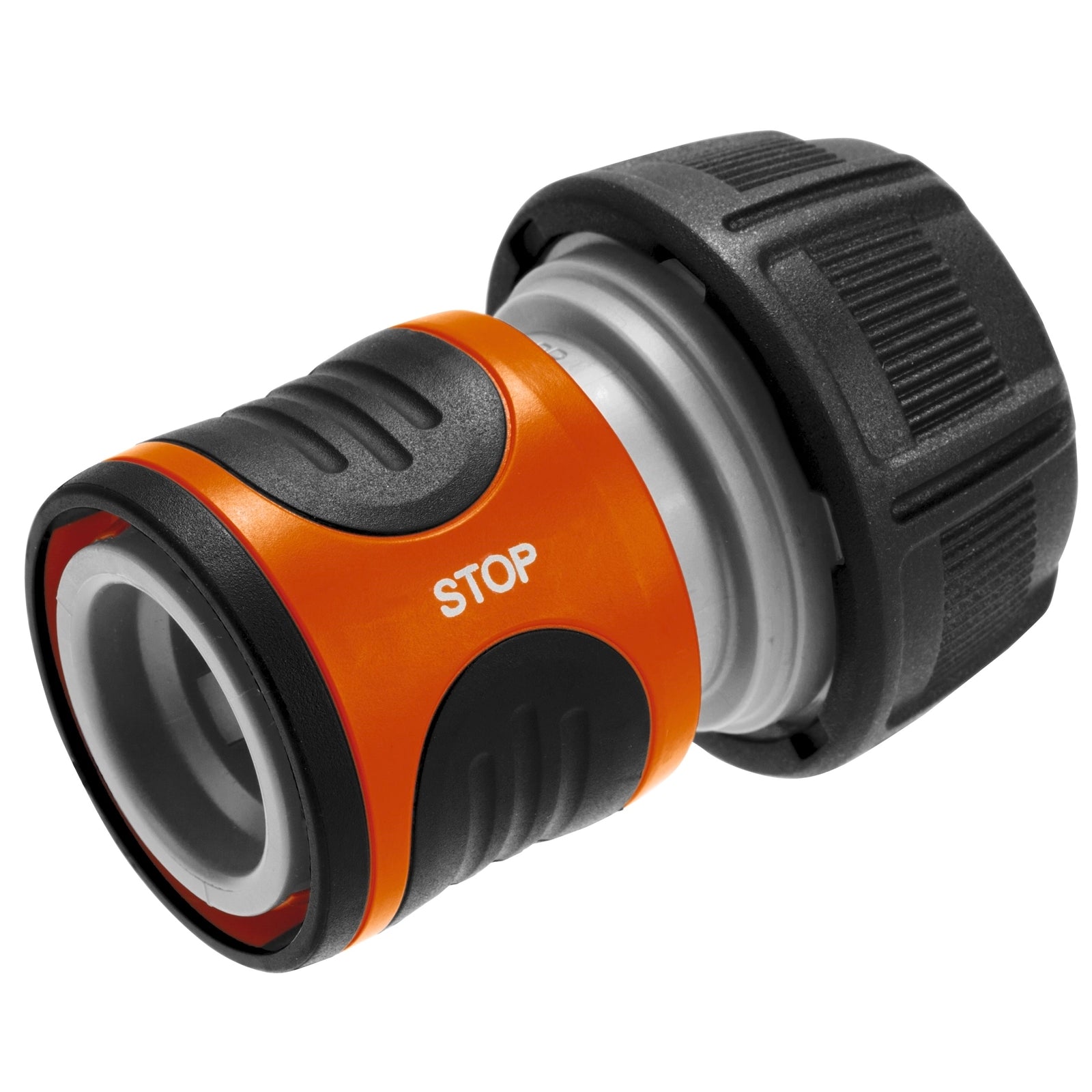 GARDENA 19mm Water Stop Hose Connector with Stop Valve - Soft Grip Plastic