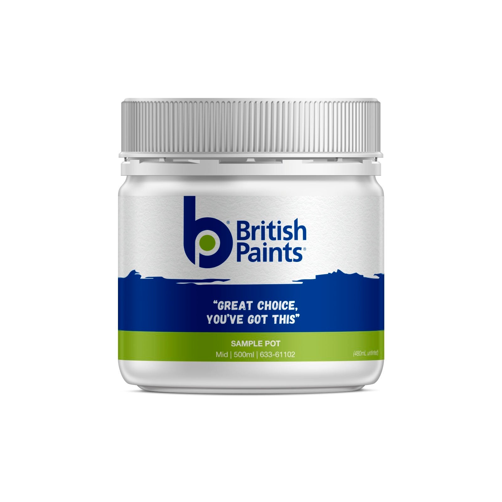 British Paints 250ml Mid Base Low Sheen Sample Pot Water Based Indoor