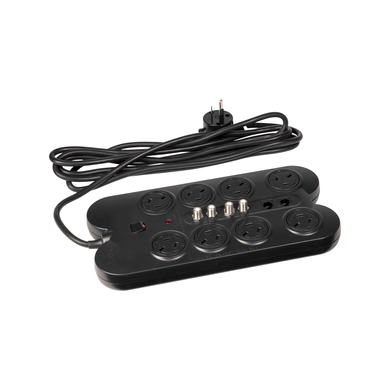 HPM 8 Outlet TV/AV Surge Protected Powerboard 10A 2400W 3150J 3m Lead D105TVAV8BL