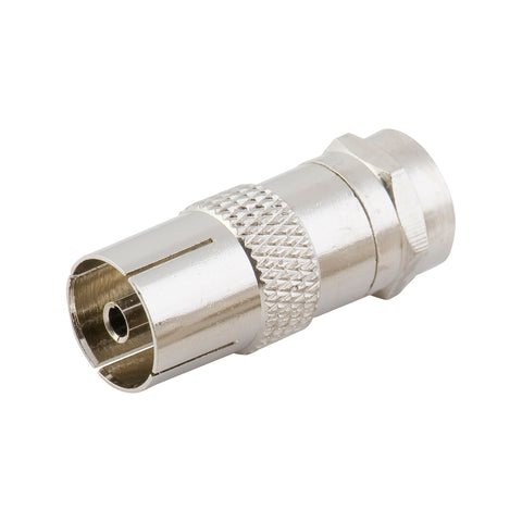 Antsig F59 Plug to PAL TV Socket Nickel Plated
