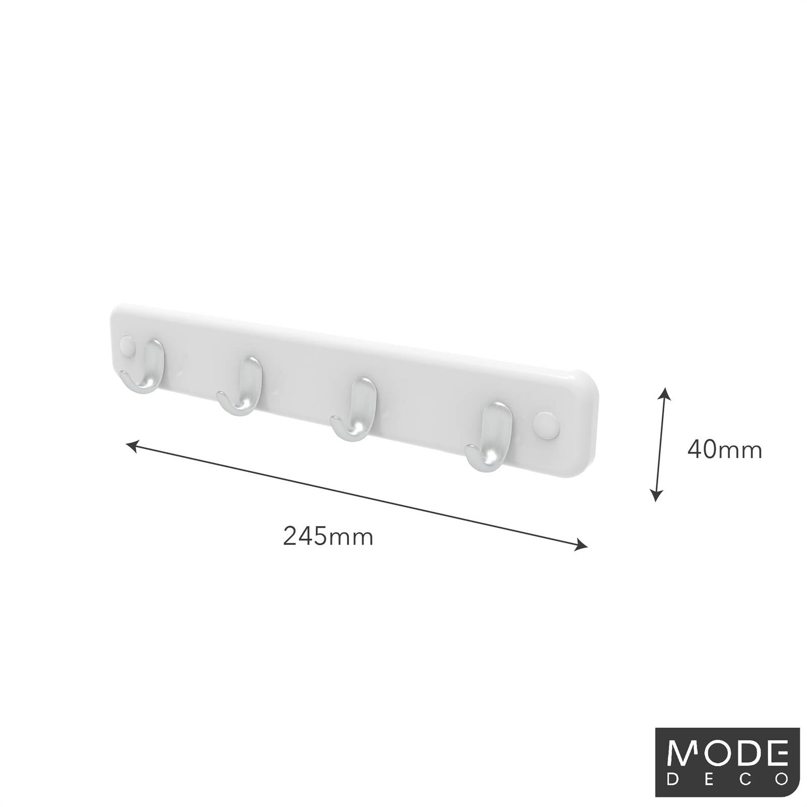 MODE 4 Brushed Nickel Hooks White Board Wall Mounted Key Rack