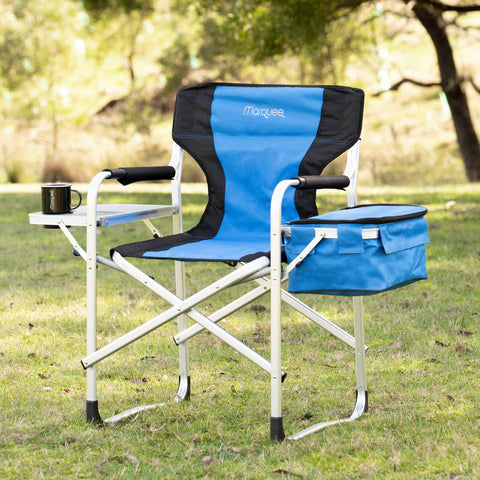 Marquee Aluminium Director Chair with Side Table and Cool Bag Blue