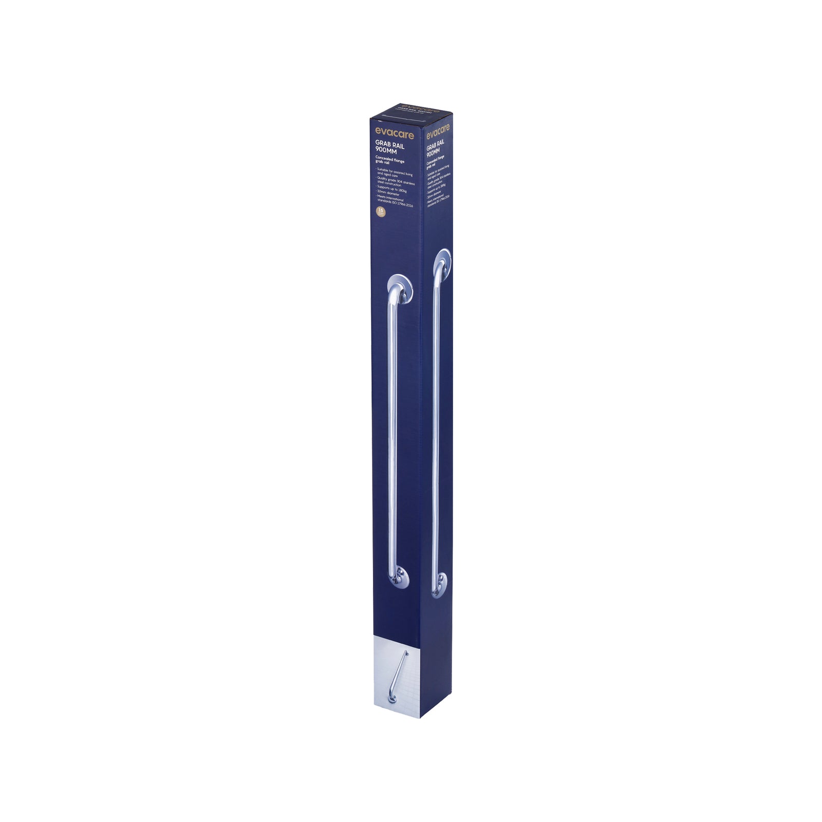 evekare 900mm Polished Stainless Steel Grab Rail 32mm 250kg AS1428.1