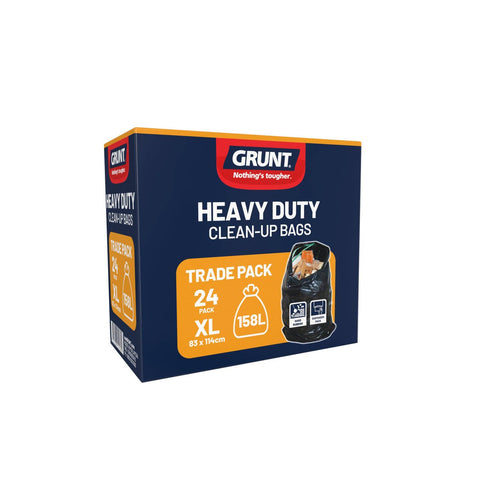 Grunt Heavy Duty Clean Up Bags 158L Polythene 24 Pack Durable - SuperSaverAU - view 1