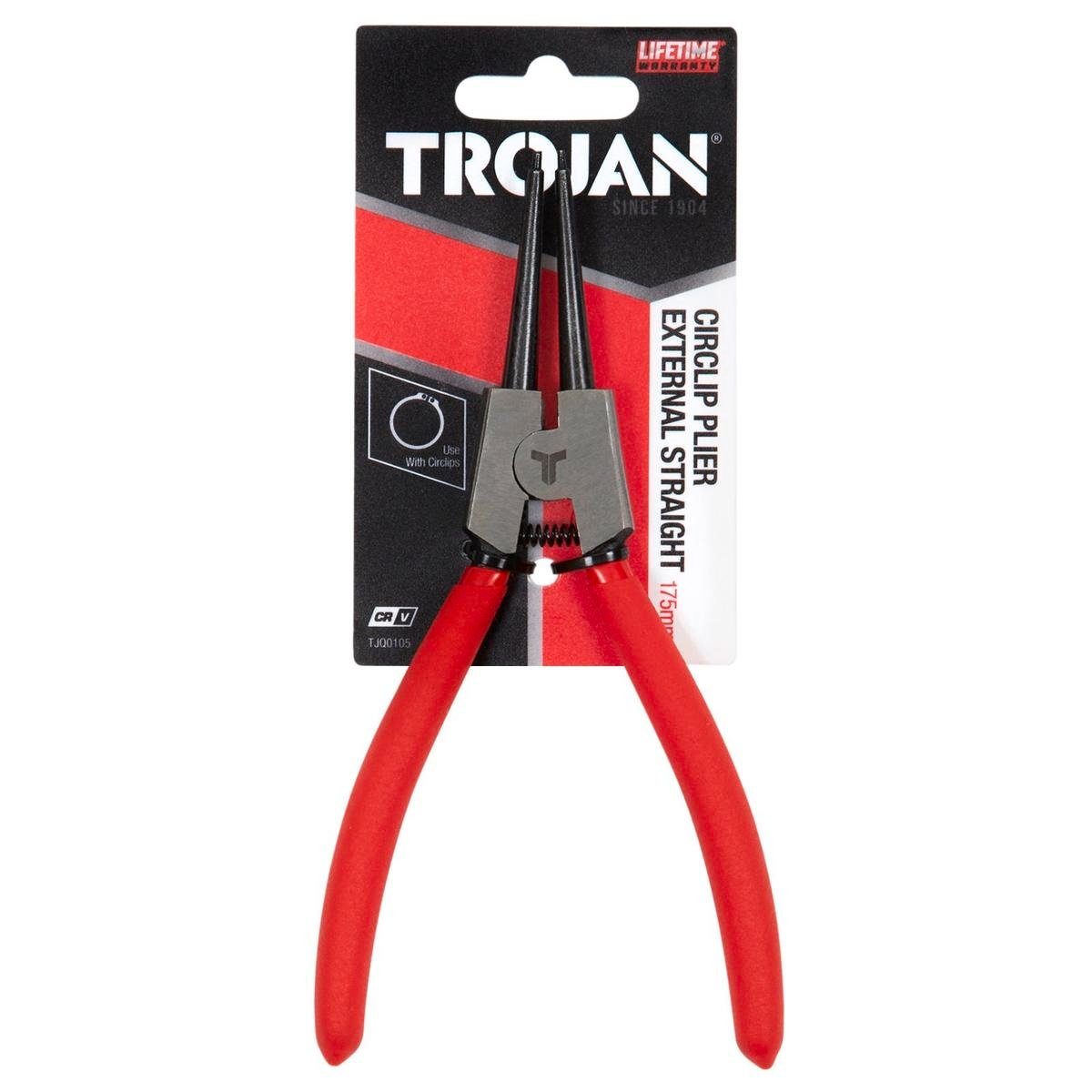Trojan 175mm External Straight Tip Circlip Pliers CRV