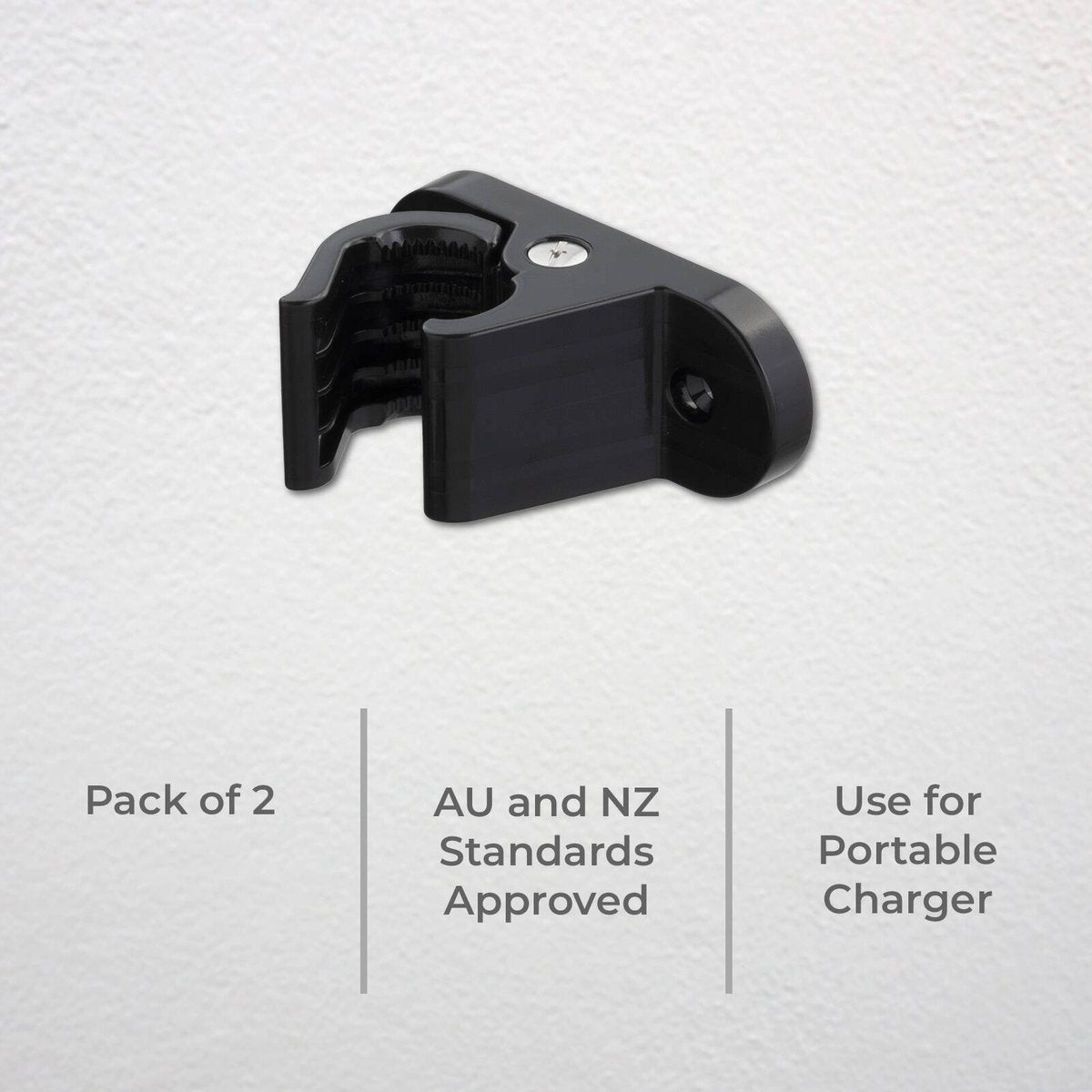 DETA EV Wall Mount Cable Holder for Portable Charger EVCM89 - Black, 2 Pack