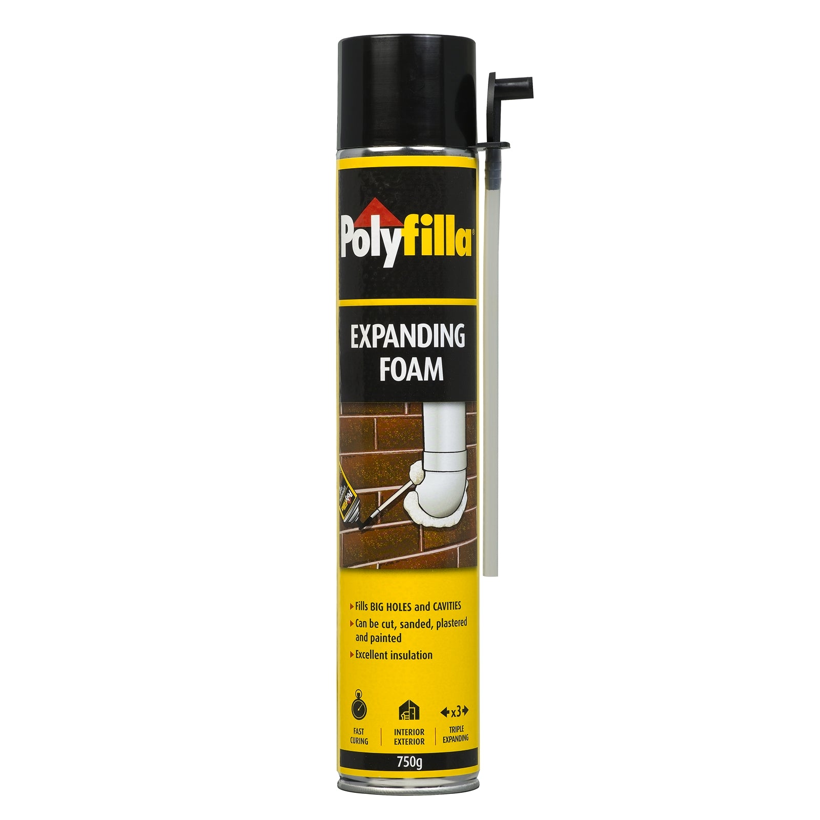 Poly Expanding Foam Aerosol 750g White - Paintable Sandable Polyurethane Gap Filler