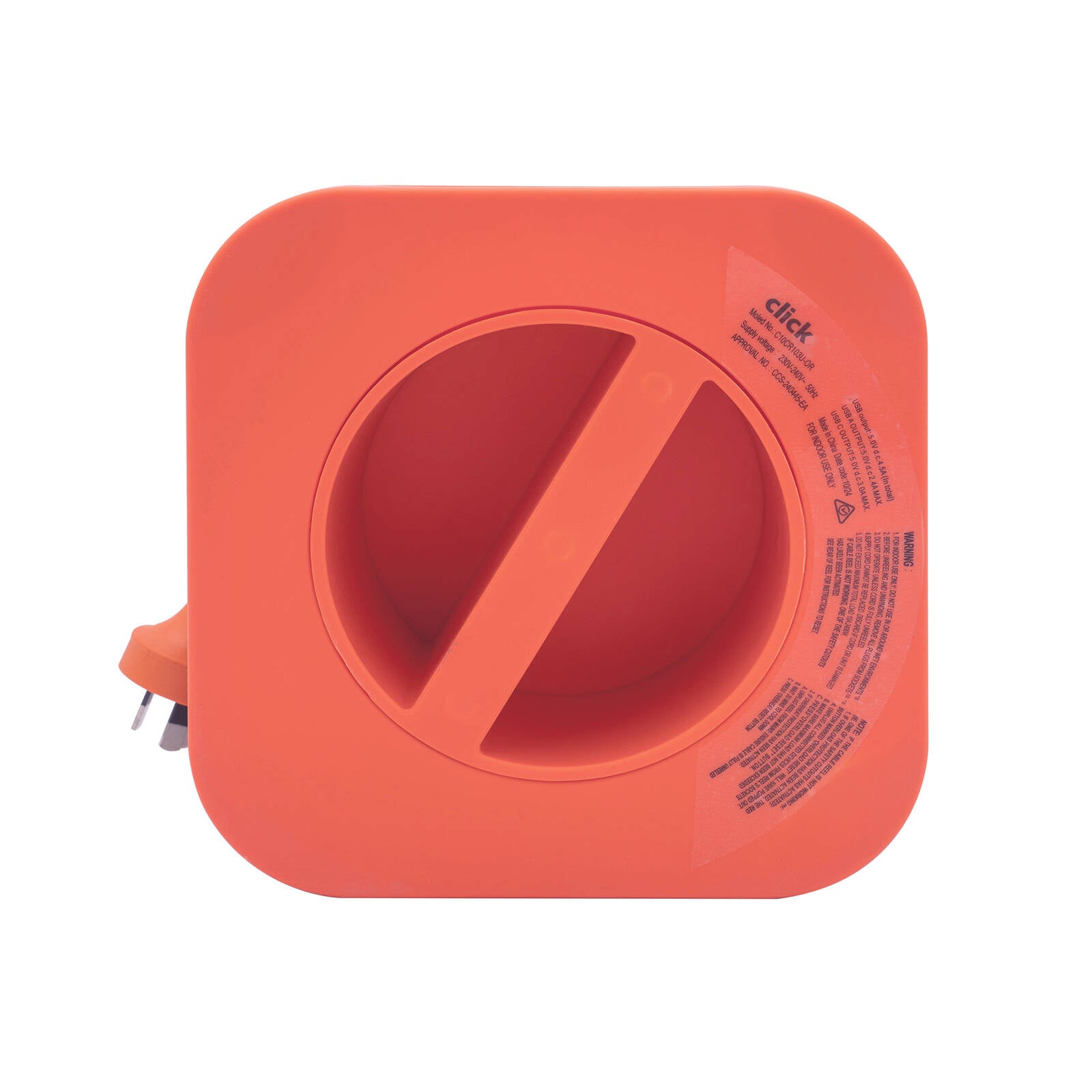Click 10m 3 Outlet Square Cable Reel with USB Charger, Overload Protection Indoor