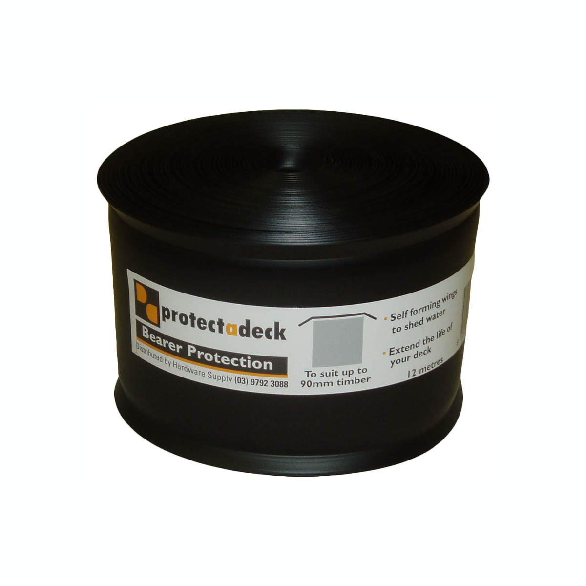 Protectadeck 90mm x 12m Black PVC Bearer Protection Tape for Outdoor Decking
