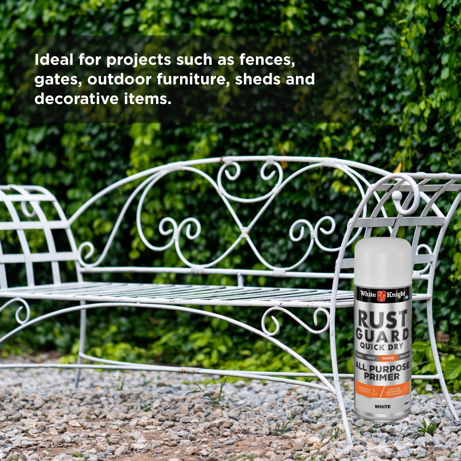 White Knight Rust Guard All Purpose Primer 300g - White Quick Dry Spray Paint