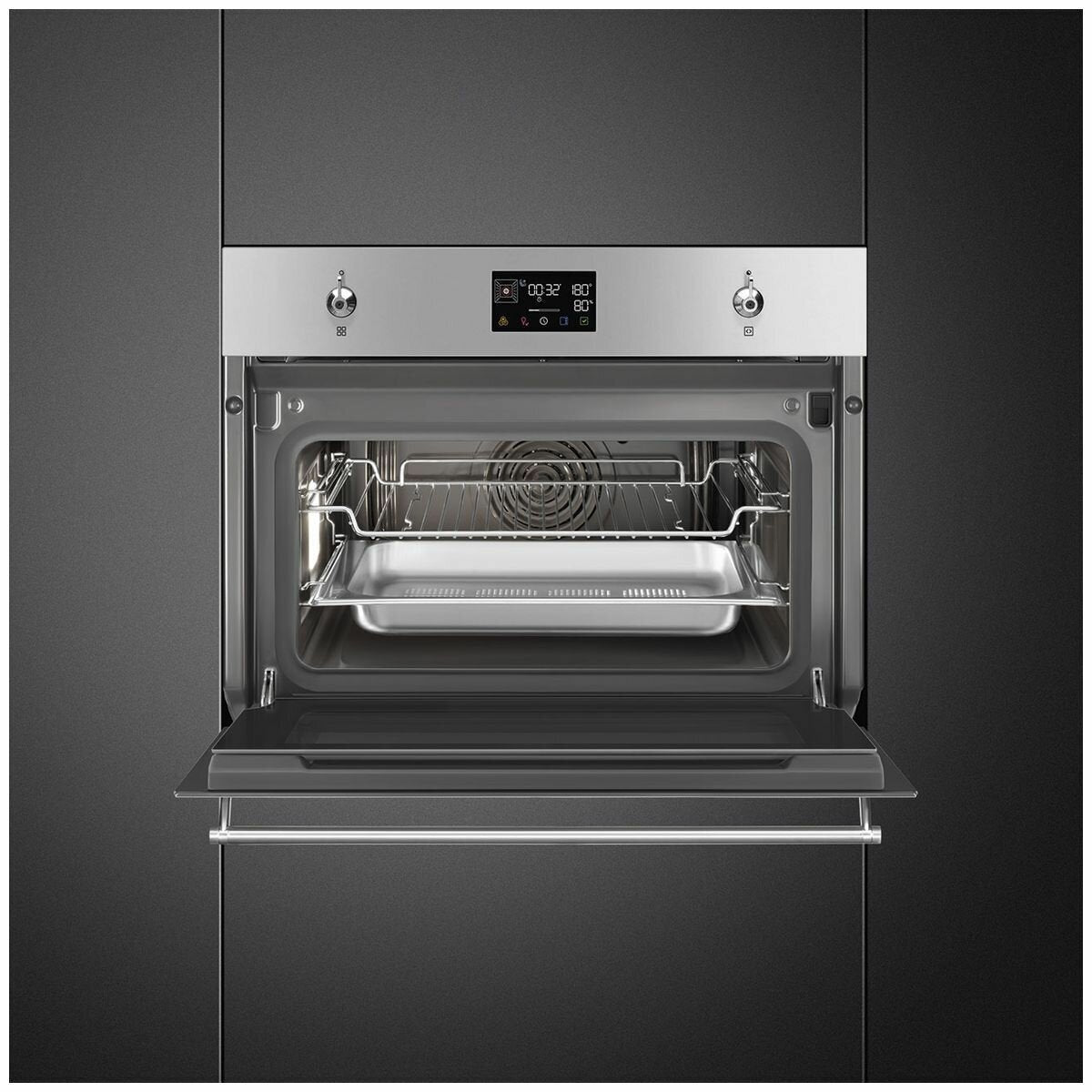 Smeg Compact Classic Steam 100 Oven - 40L Net, Stainless Steel, Combi Steam, Air Fry - SOA4302S3X