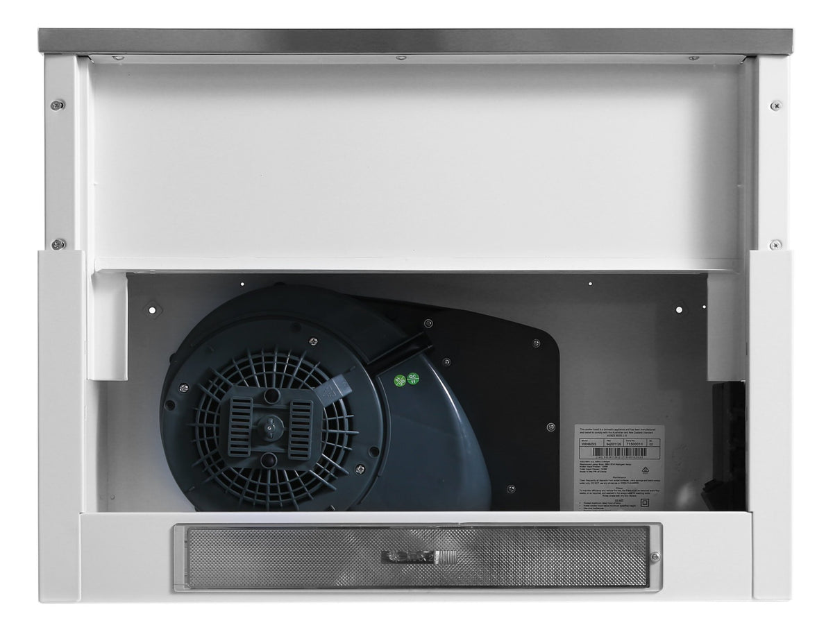 Westinghouse 60cm Slideout Rangehood - Stainless Steel, Three Fan Speeds, Halogen Light - WRH605IS