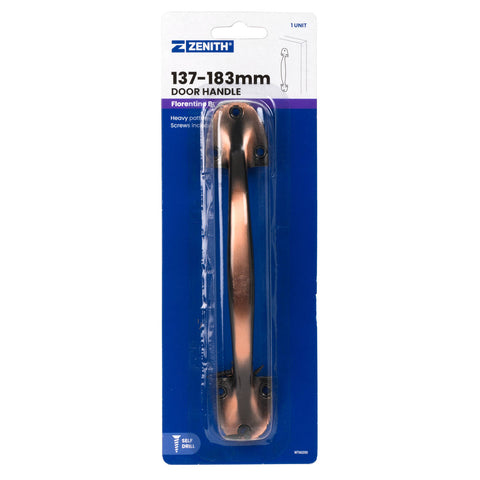 Zenith 137-183mm Florentine Bronze Zinc Alloy D Shape Heavy Duty Door Handle