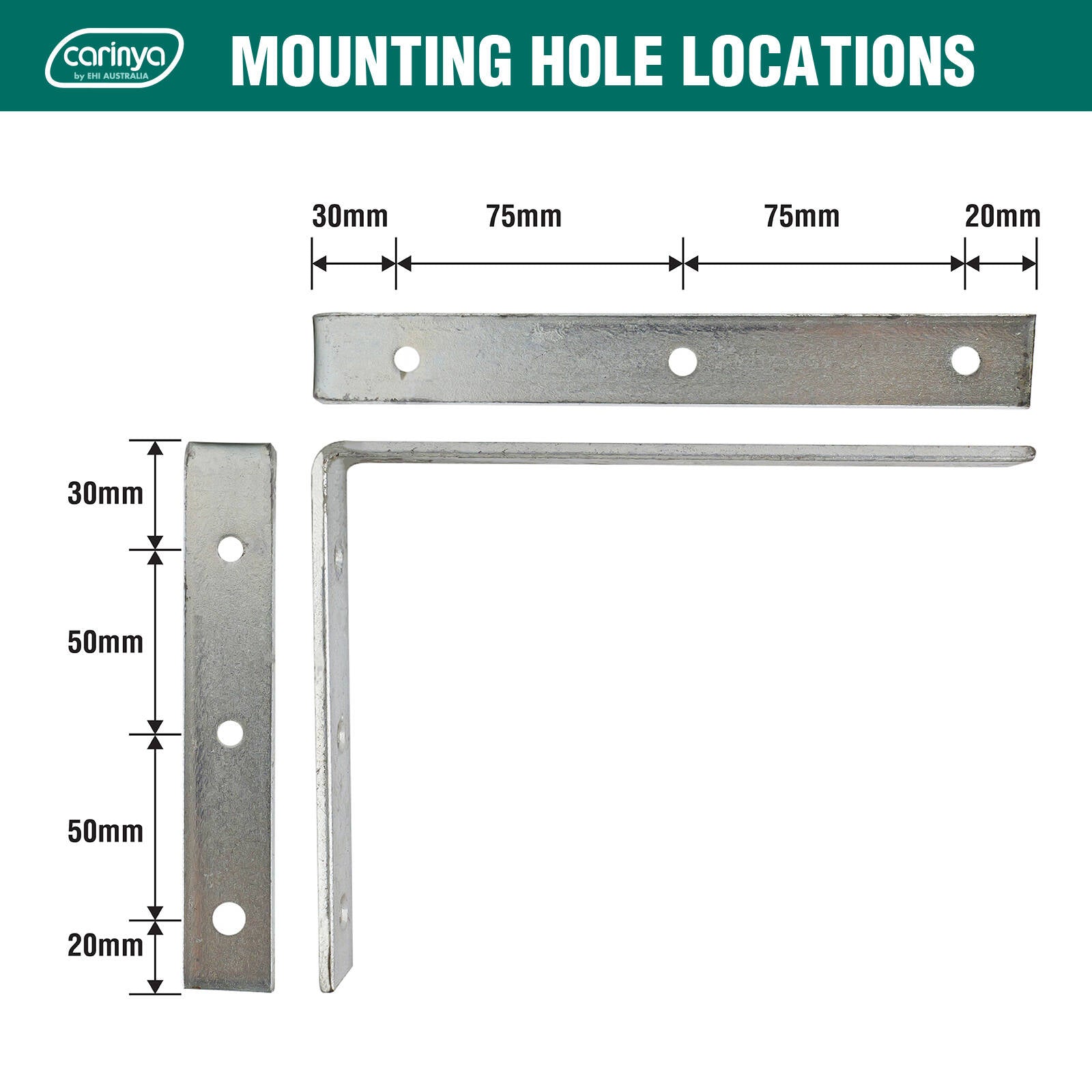 Carinya 200 x 150mm Zinc Plated Steel Heavy Duty Angle Bracket 30kg
