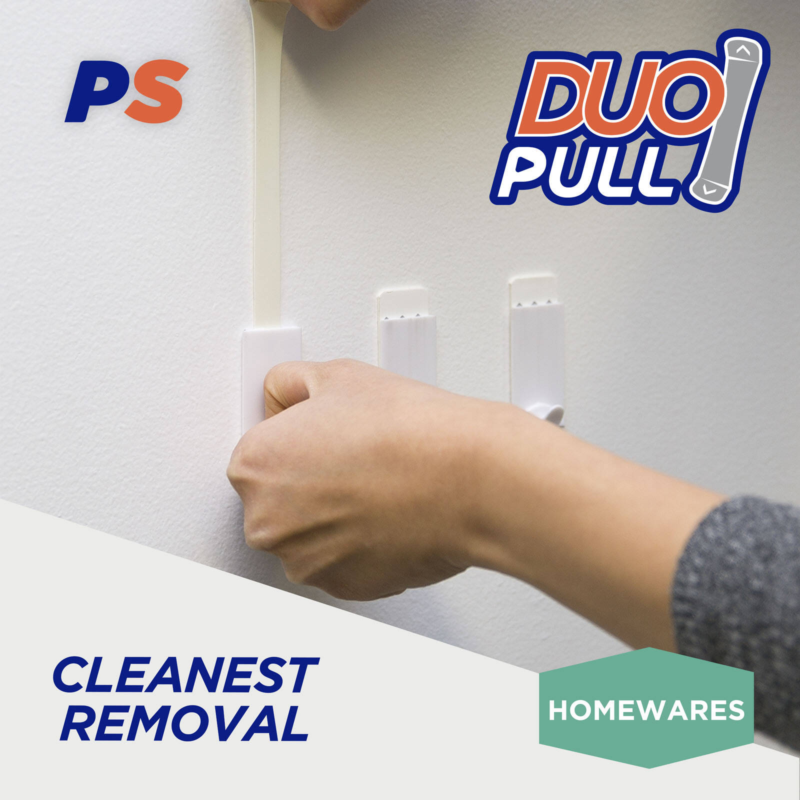 Permastik Removable Utility Shelf - White Self Adhesive Plastic Shelf with Hooks