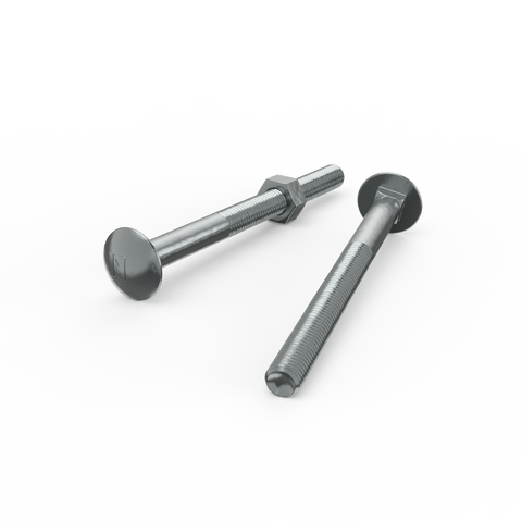 Zenith M10 Cup Head Bolt and Nut - 125mm - Zinc Plated - 4.6 Grade Steel - SuperSaverAU - view 1