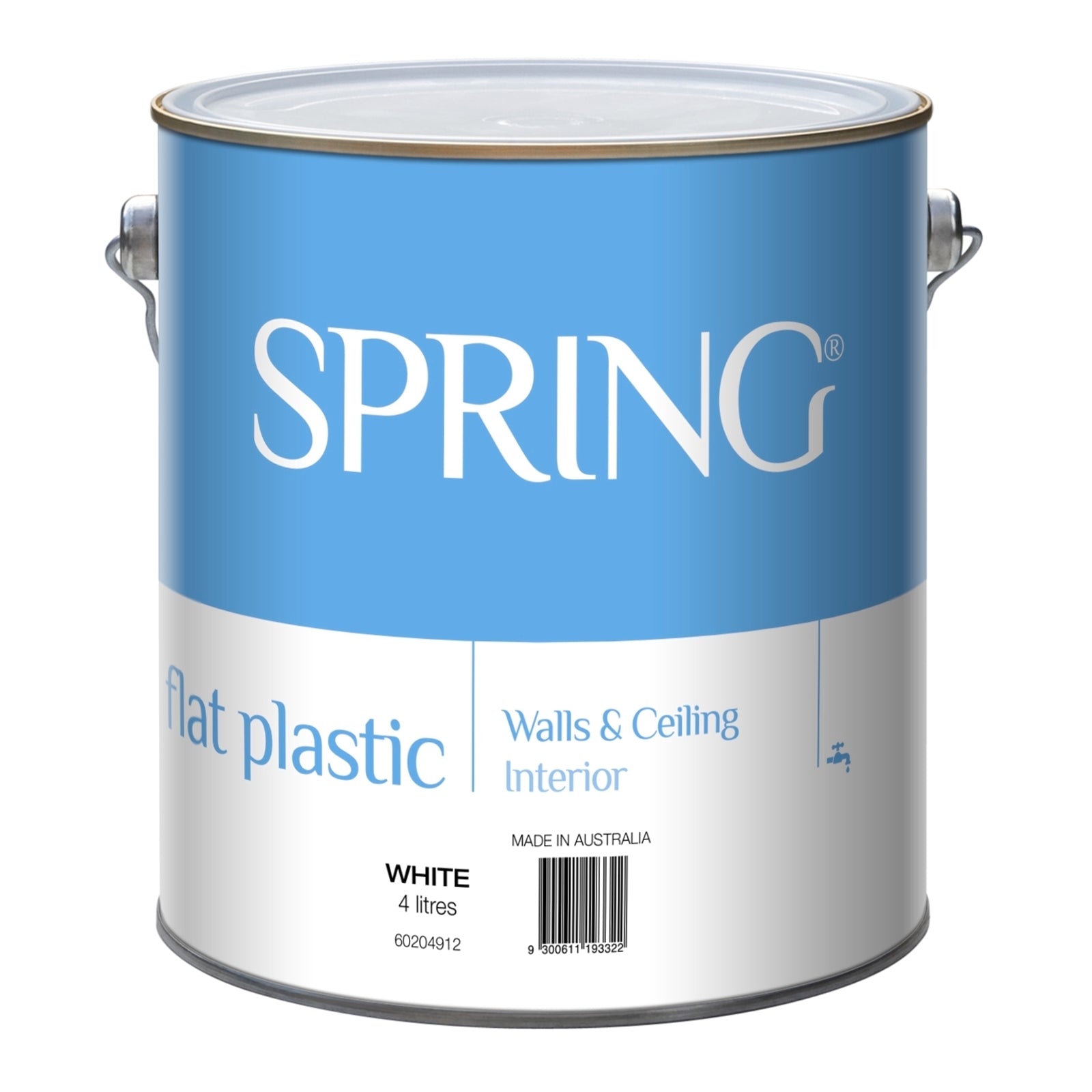 Spring Interior Acrylic Flat Paint 4L White, Splatter Resistant Water-Based