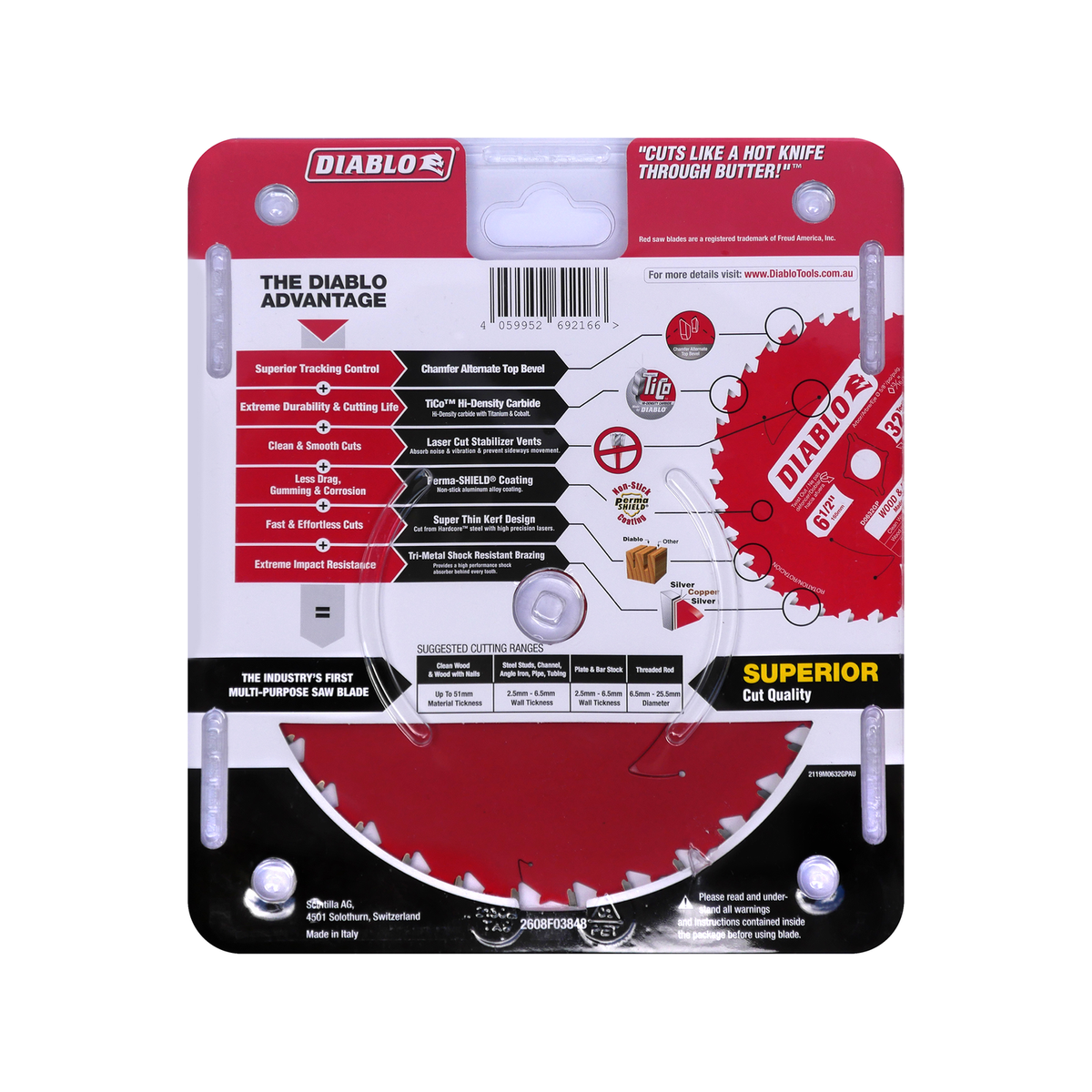Diablo 165mm 32T Wood and Metal Circular Saw Blade 20mm Arbor