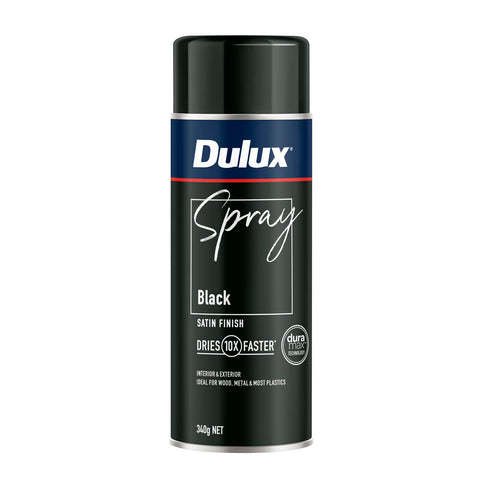 Dulux Black Satin Finish Spray Paint 340g, Indoor & Outdoor