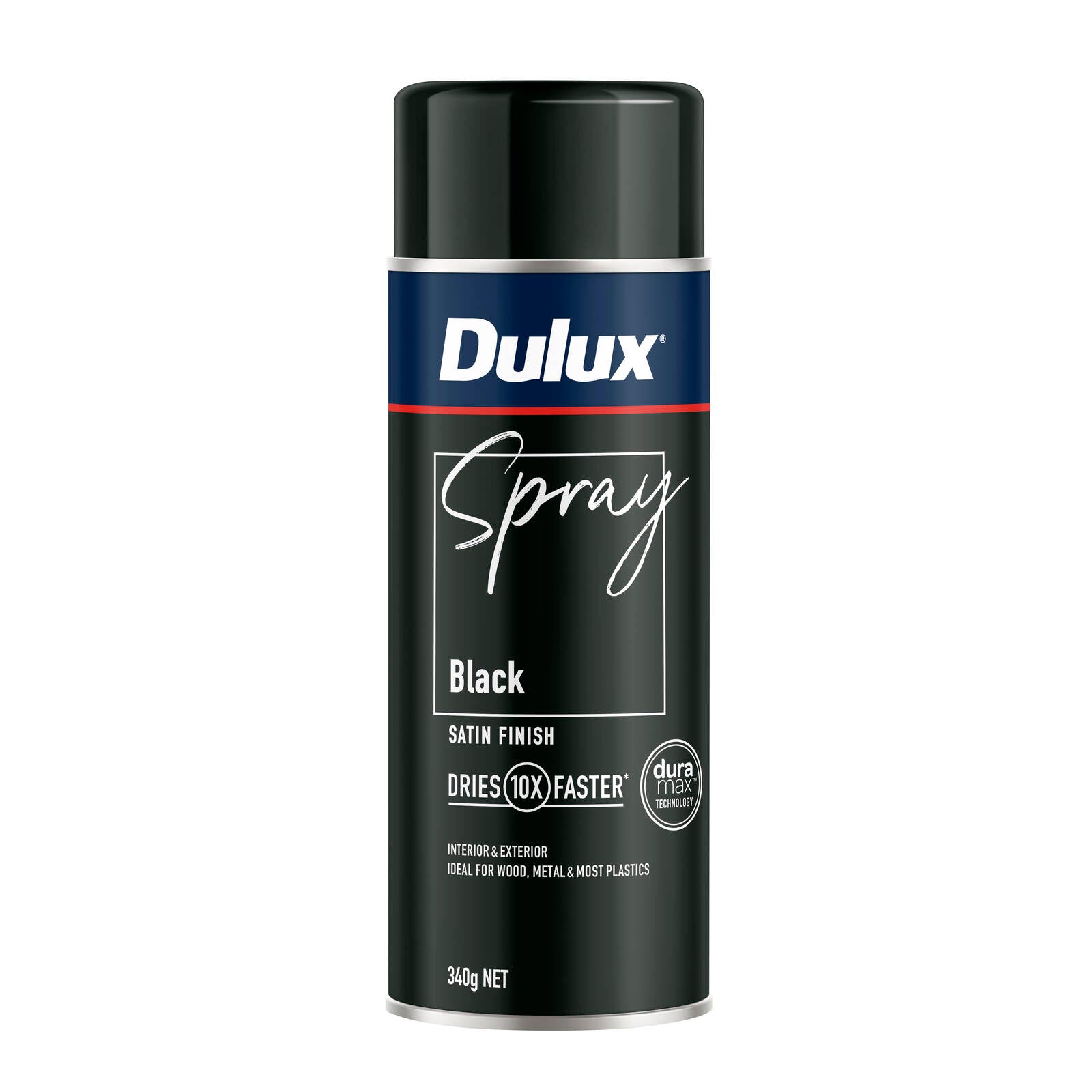 Dulux Black Satin Finish Spray Paint 340g, Indoor & Outdoor