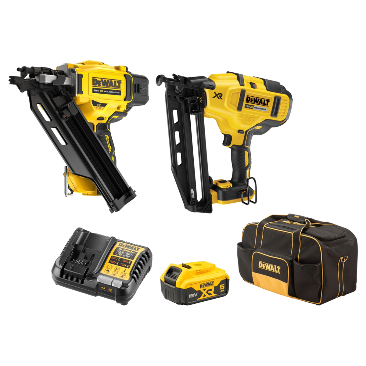 Dewalt 18V XR Nailer Kit - 2 Piece - 5.0Ah - Brushless Motor - DCZ244P1-XE - SuperSaverAU - view 1
