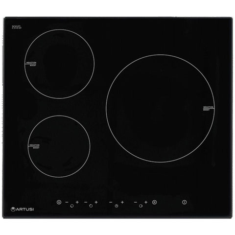 Artusi 60cm 3 Zone Induction Cooktop - Black Schott Glass, Boost on Every Zone, Touch Controls - CAID636B