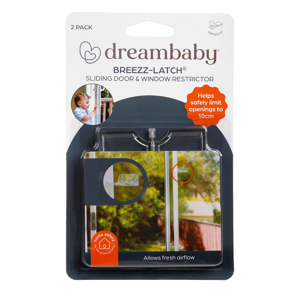 Dreambaby Child Safety Sliding Door and Window Lock - 2 Pack, Polycarbonate