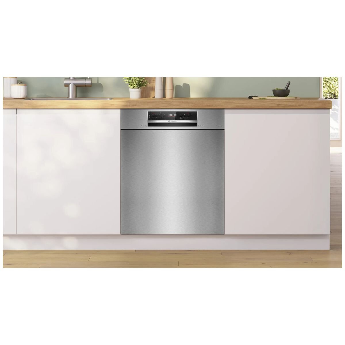 Bosch 60cm Series 8 Built Under Dishwasher - 15 Place Settings, Brushed Steel, Zeolith Drying - SMU8ZCS01A