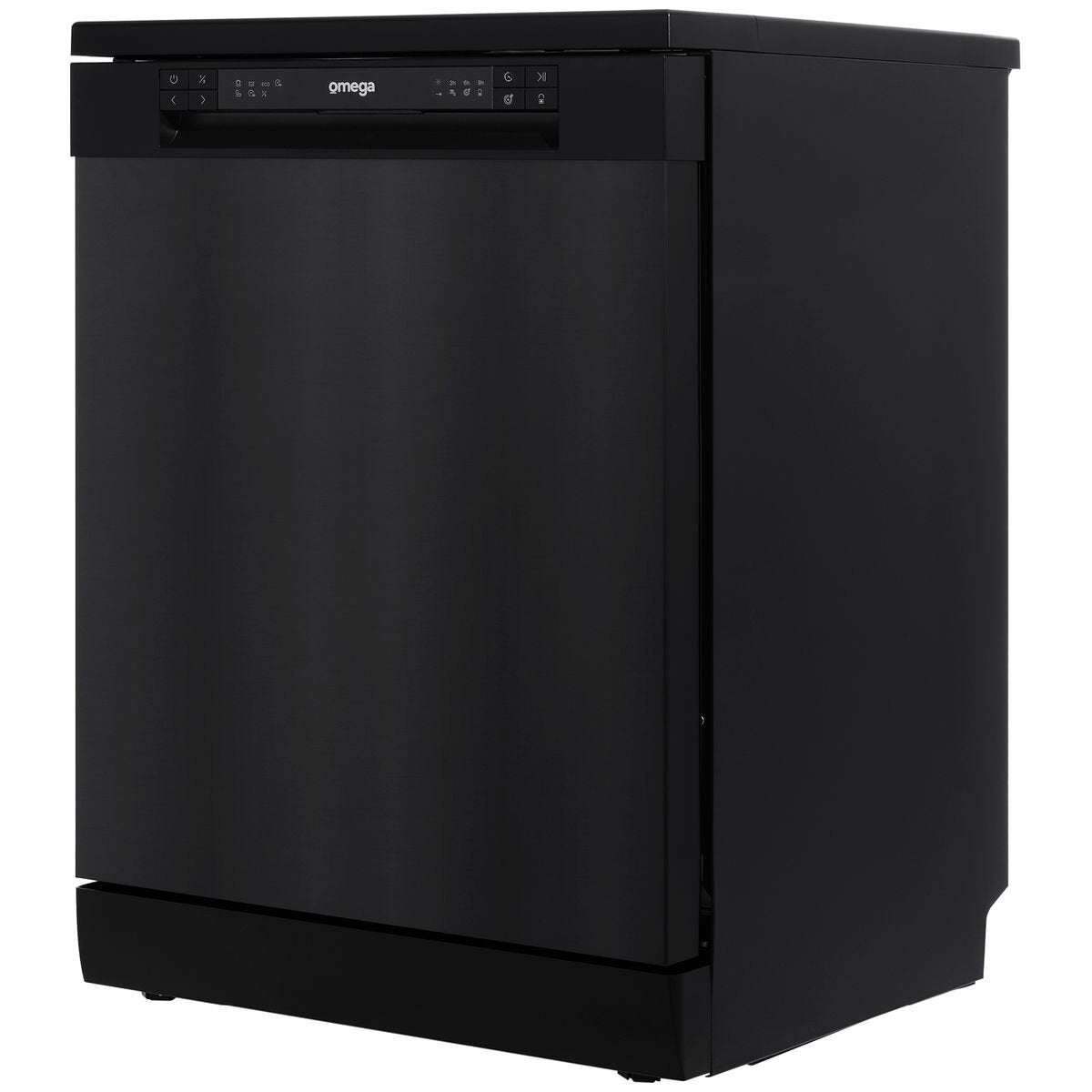 Omega 60cm 14 Place Freestanding Dishwasher - Black Stainless Steel - Delay Start - Half Load - ODWF6014BX