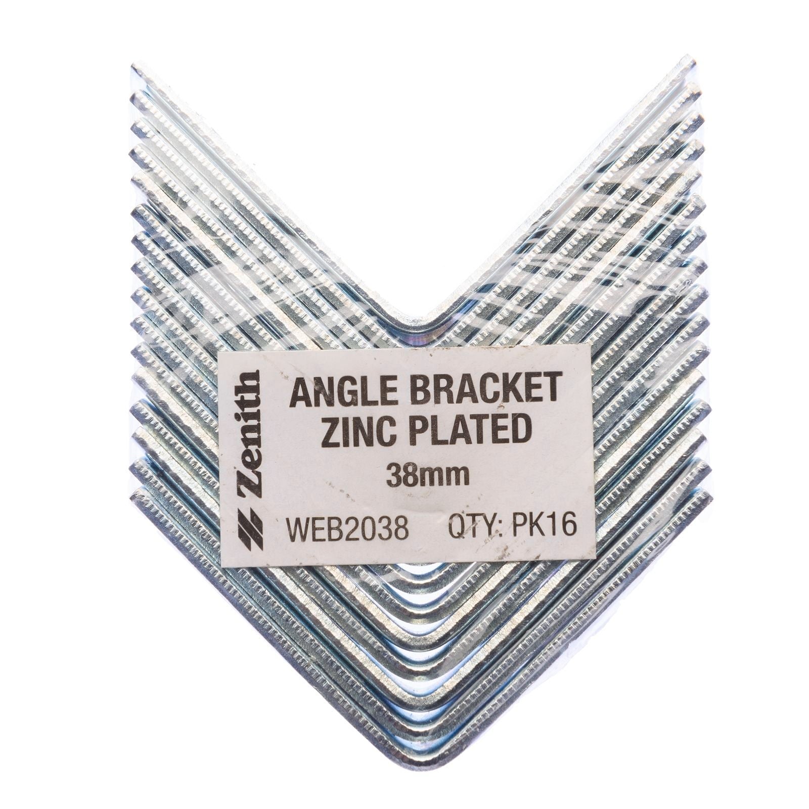 Zenith 38mm Zinc Plated Steel Angle Bracket Corner Brace 16 Pack