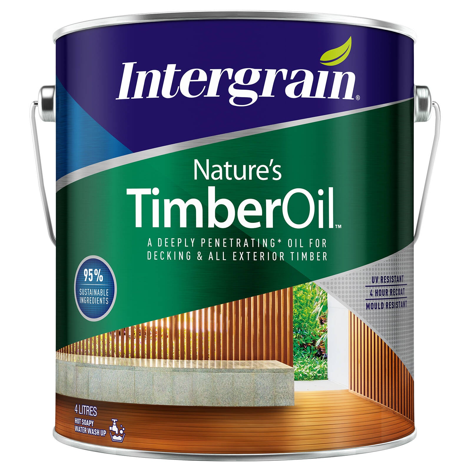 Intergrain Nature's Timber Oil 4L Natural, Oil-Based, UV Resistant, Splatter Resistant Exterior Finish