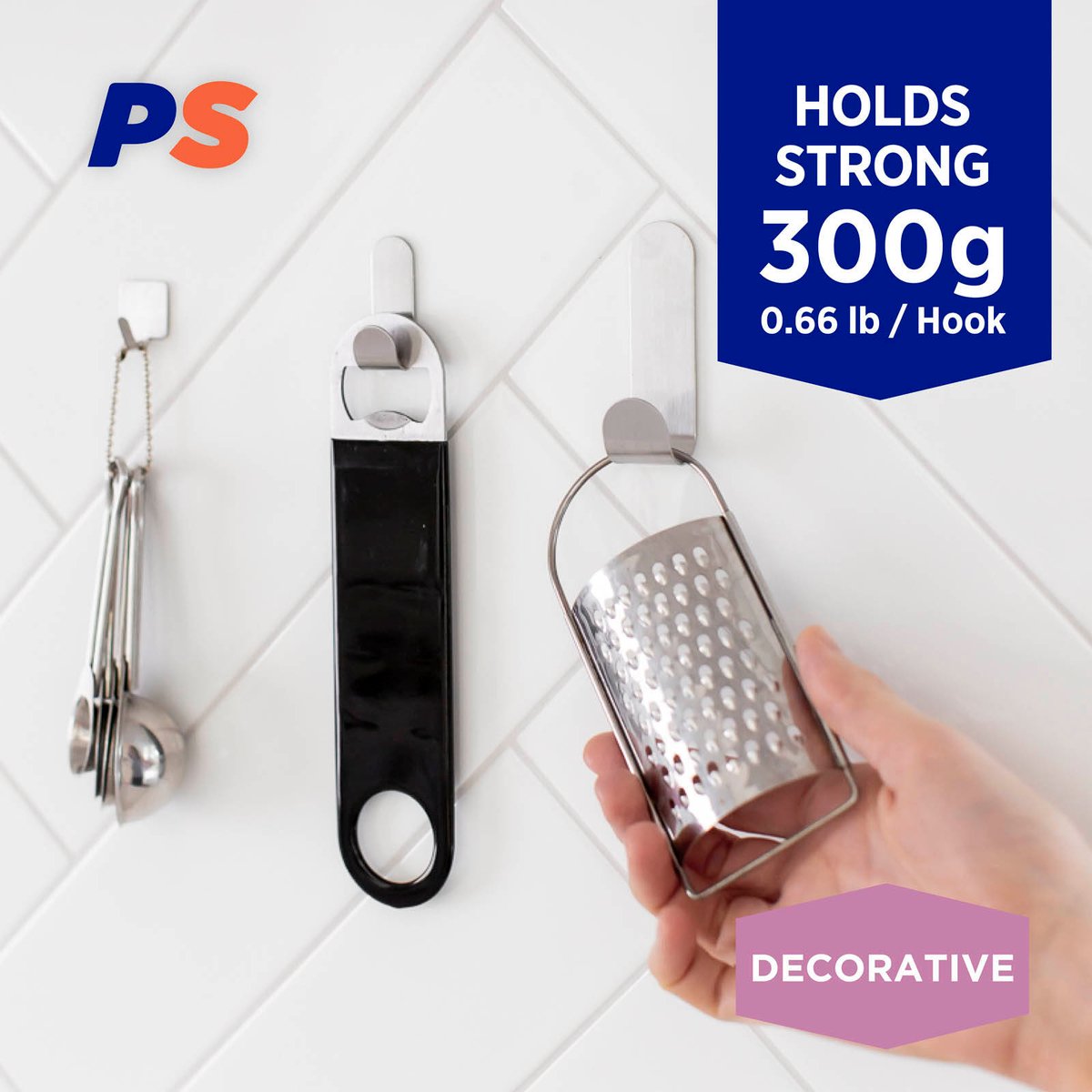 Permastik Small Stainless Steel Metal Hooks - 6 Pack