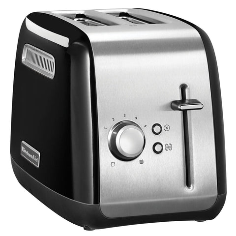 KitchenAid Classic 2 Slice Toaster - Onyx Black, 5 Shade Settings, All Metal Construction - 5KMT2115AOB