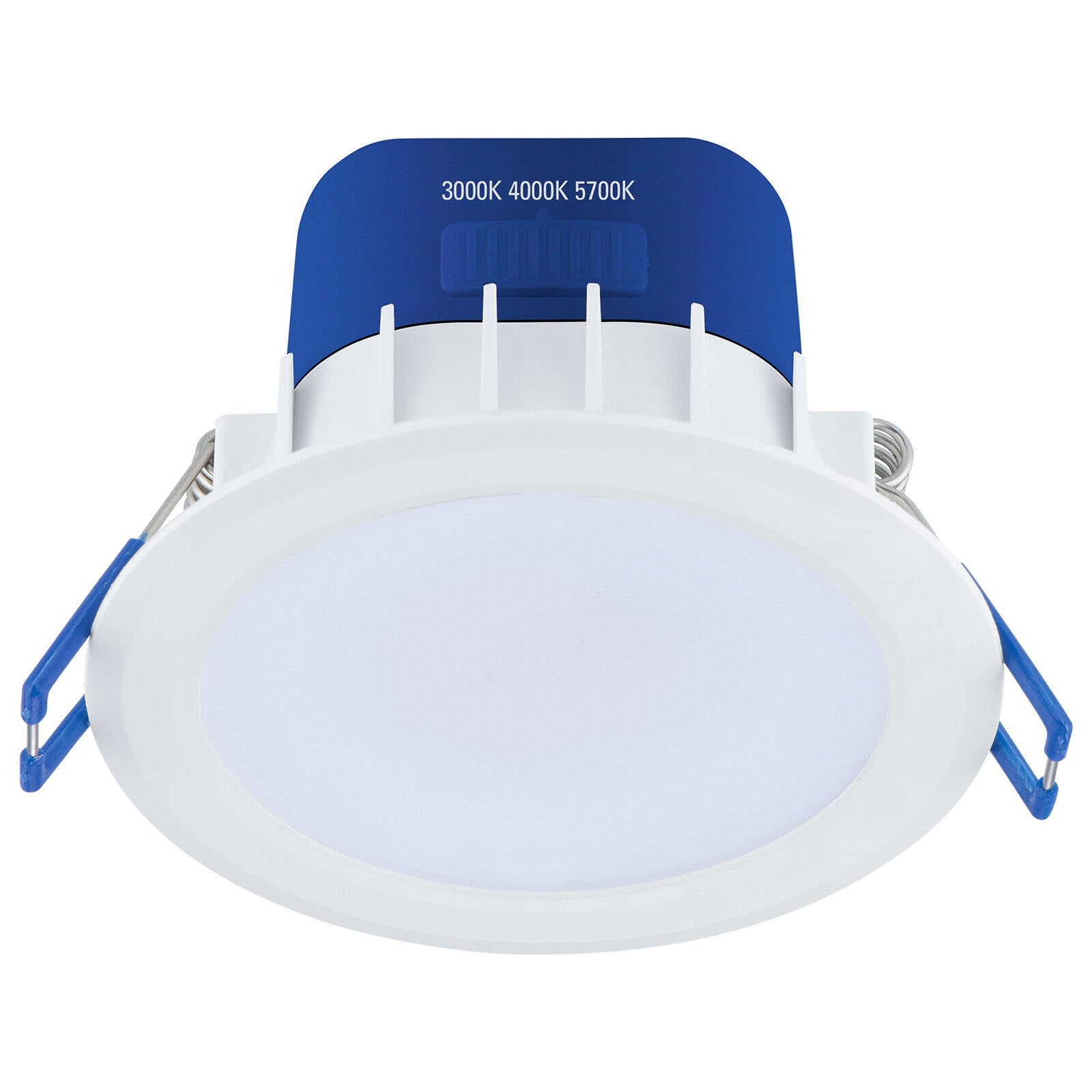 DETA 7W 70mm IP44 Tri-Colour Dimmable LED Downlight 240V Hardwired White Blue DET610