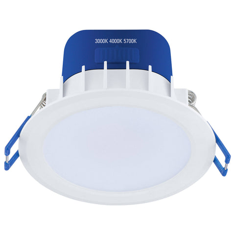 DETA 7W 70mm IP44 Tri-Colour Dimmable LED Downlight 240V Hardwired White Blue DET610