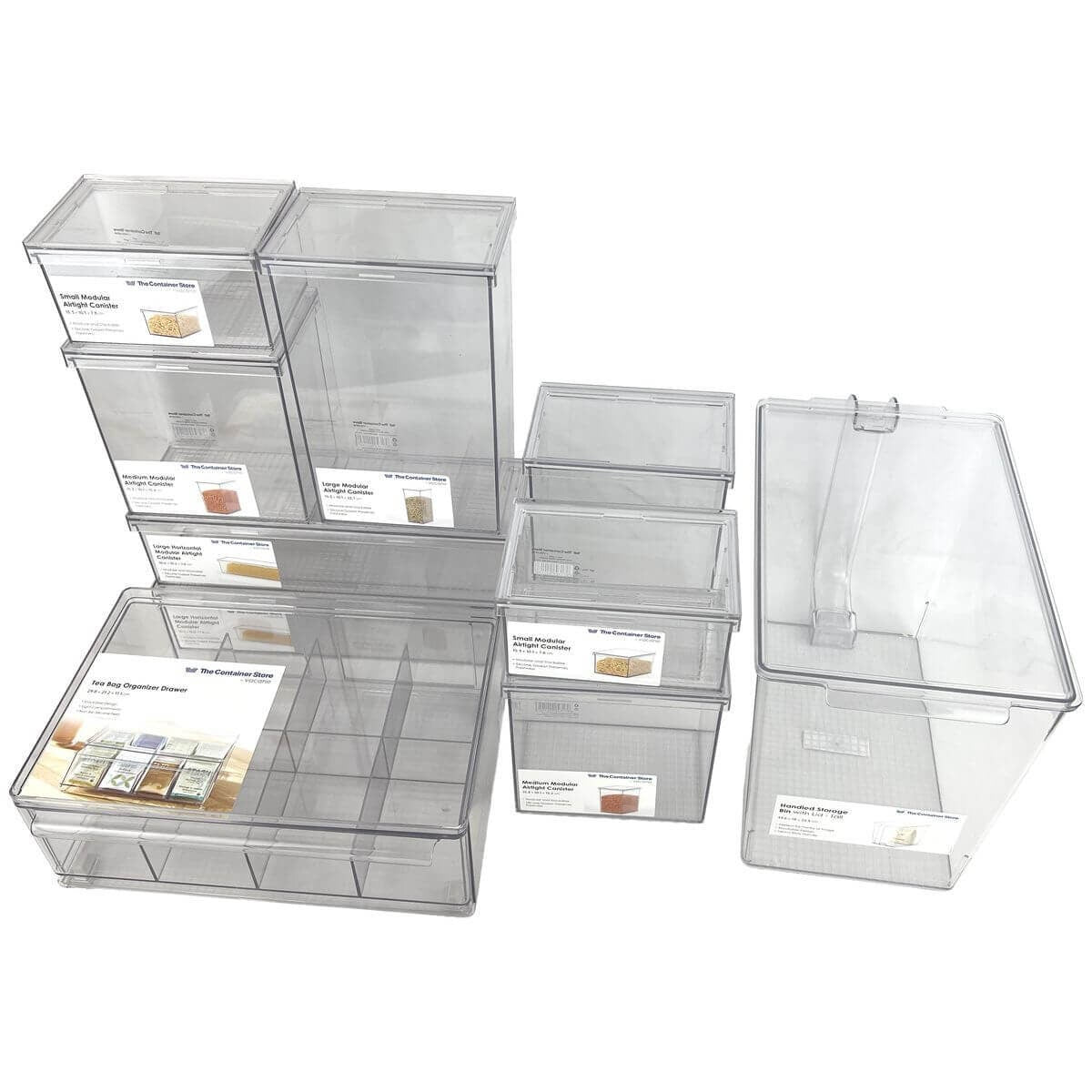 The Container Store 10 piece pantry pack 1 - Modular airtight canisters - Clear PET - VTCS-PANTRY-P1