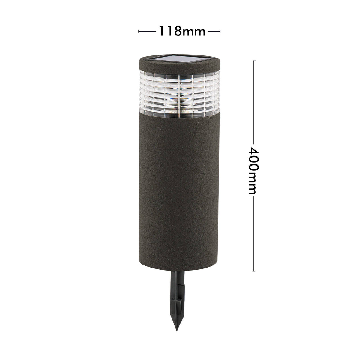Arlec Sandor Solar Bollard Light Grey Render Sandstone Finish LVS645GY