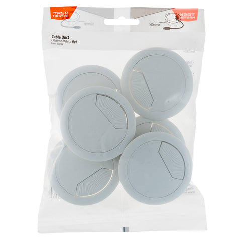 Taskmaster 60mm White Plastic Cable Duct - 6 Pack