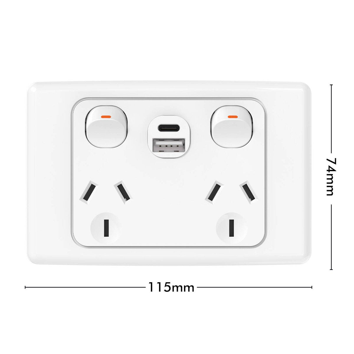 DETA Double Pole Double Power Point with USB-A & USB-C Indoor