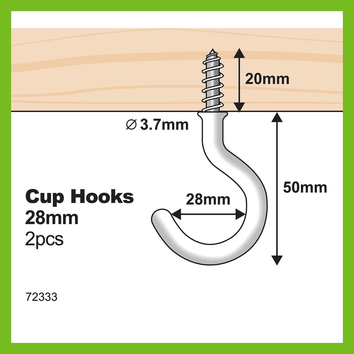 Everhang Cup Hooks - 28mm - PVC - Easy to Install - 2 Pack - SuperSaverAU - view 4