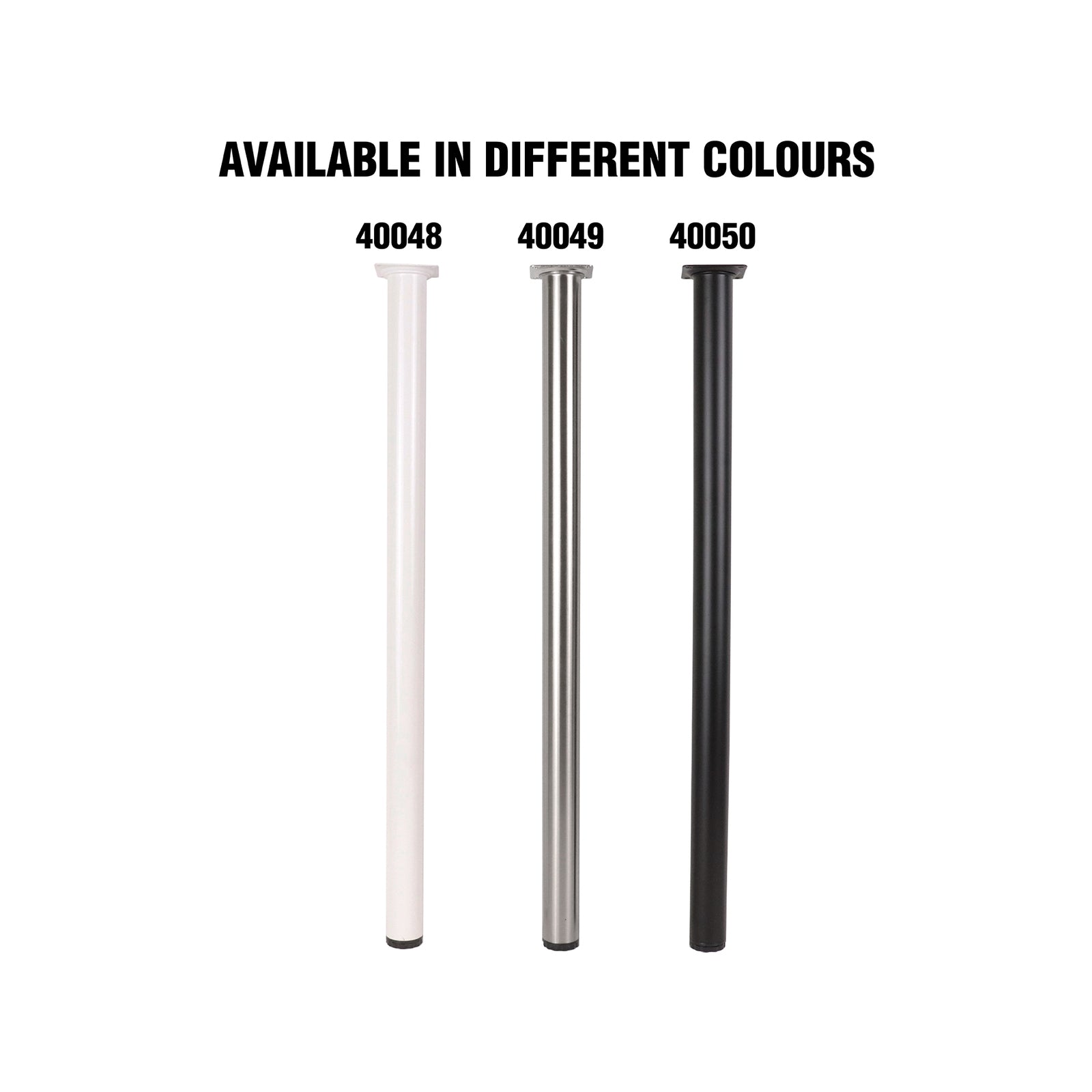 Adoored 40 x 710mm Black Steel Round Adjustable Furniture Leg