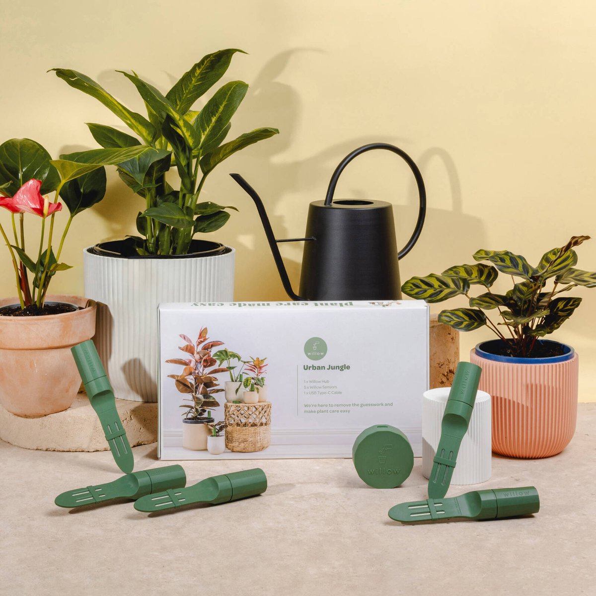 Willow Smart Indoor Plant Sensor Urban Jungle Pack - 5 Sensors & Hub - 355mm x 40mm x 197mm - Monitors Soil Moisture, Light, Temperature, Humidity - SuperSaverAU - view 4