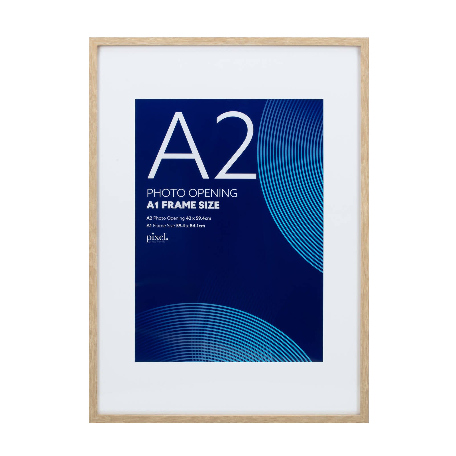 Pixel Natural A1 Mat to A2 Poster Frame, MDF & Perspex