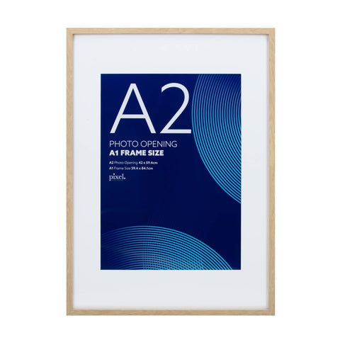 Pixel Natural A1 Mat to A2 Poster Frame, MDF & Perspex