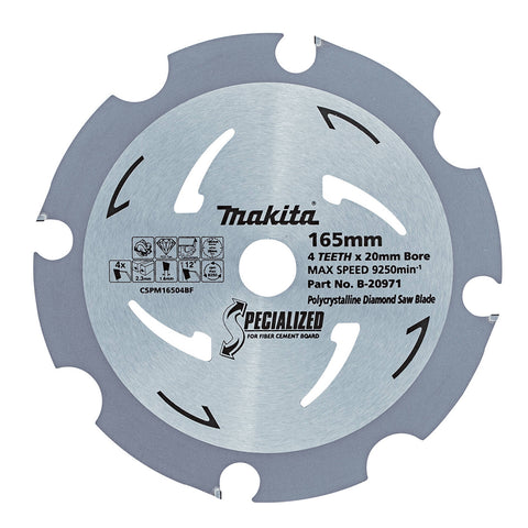 Makita 165mm 4T PCD Fibre Cement Circular Saw Blade