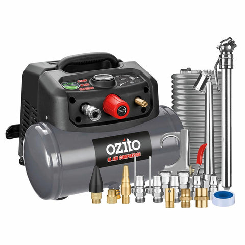 Ozito 6L 1.5HP Oil Free Air Compressor Kit MACP-015